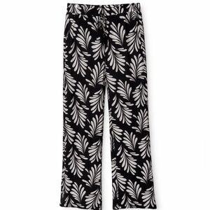 ✨ Ellen Tracy Linen Blend Wide-Leg Pants | Palm Leaf Print | Sz S ✨